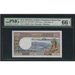 1977 New Hebrides 100 Francs Currency Note PMG Gem Uncirculated 66EPQ