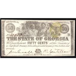 1863 50 Cents The State of Georgia Confederate Note