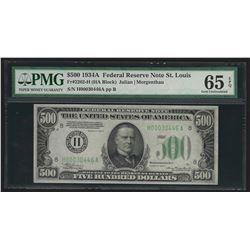 1934A $500 Federal Reserve Note St. Louis PMG Choice Uncirculated 65EPQ