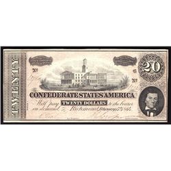 1864 $20 The Confederate States of America Note