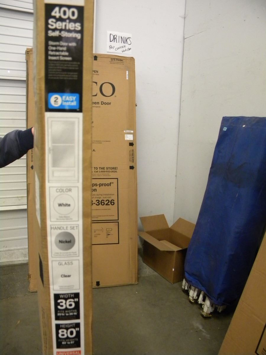 New 400 Series Emco 36 X 80 White Storm Door With Nickel