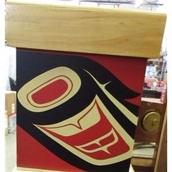 LIDDED WOOD BOX - FIRST NATIONS MOTIF