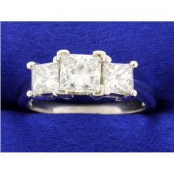 2.10 carat three stone diamond ring