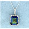 Image 1 : 5 ct Mystic Topaz Pendant in Sterling Silver with Chain