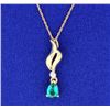 Image 1 : 10K Crested Synthetic Emerald & Diamond Pendant