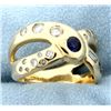 Image 3 : Custom Designer Sapphire and .75 ct Diamond Ring