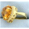 Image 3 : Trillion Cut Citrine & Diamond 18K gold Ring