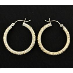 White and Yellow Gold Hoop Earrings