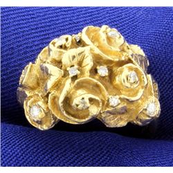 Antique Diamond & Gold Flower Ring