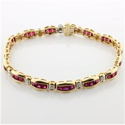 Ruby & Diamond Line Bracelet