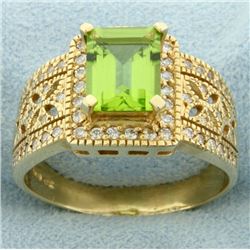 2.5ct Peridot & Diamond Ring