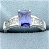 Image 1 : Synthetic Tanzanite and CZ Ring in 14k white gold