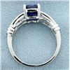 Image 3 : Synthetic Tanzanite and CZ Ring in 14k white gold
