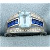 Image 1 : Emerald Cut 1.2ct Blue Topaz Ring with Diamonds