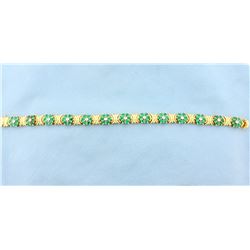Emerald & Diamond Flower Bracelet