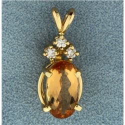 3ct Citrine and Diamond Pendant