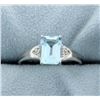 Image 1 : Blue Topaz and Diamond Ring in Sterling Silver