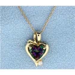Gold Mystic Topaz Heart Pendant With Chain