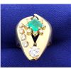 Image 1 : Diamond & Emerald Ring