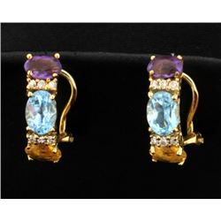 Diamond and Colored Stone Earrings