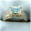 Image 1 : Unique Blue Topaz & Diamond Ring