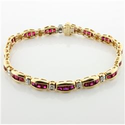 Ruby & Diamond Line Bracelet