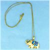Image 2 : Diamond and Opal Elephant Pendant on a 18 1/4 Inch Chain