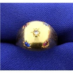 18k Gold Multi-Gemstone Dome Ring