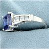 Image 2 : Synthetic Tanzanite and CZ Ring in 14k white gold