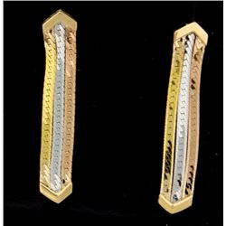 Rose, White and Yellow Gold Dangle Earrings