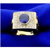 Image 1 : Men's 18k Sapphire and Diamond Ring