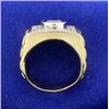 Image 3 : Men's 18k Sapphire and Diamond Ring