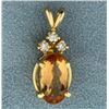Image 1 : 3ct Citrine and Diamond Pendant