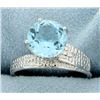 Image 1 : Huge Blue Topaz Ring with Diamonds