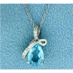 Blue Topaz with Diamond Pendant and Chain