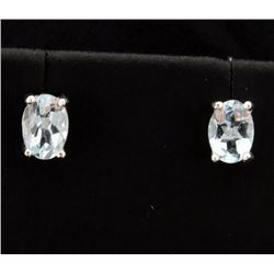 Oval 1.3ct TW Aquamarine Stud Earrings