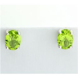 Oval Peridot Stud Earrings