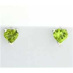 1.5ct TW Peridot Heart Shaped Stud Earrings