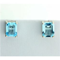 Large Sky Blue Topaz Stud Earrings