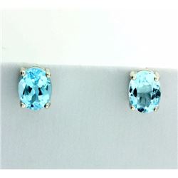 Oval 3ct TW Sky Blue Topaz Stud Earrings