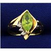 Image 1 : Peridot and Diamond Ring