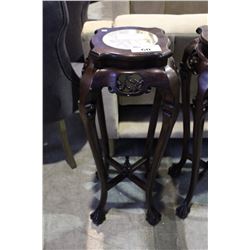 ORIENTAL ROSEWOOD AND MARBLE CLAWFOOT PLANT STAND