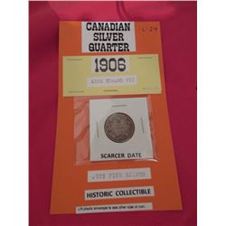 1906 Edward Vll .925 silver 25 cents – scarce date