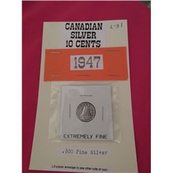 1947 .800 fine silver ten cents – xf