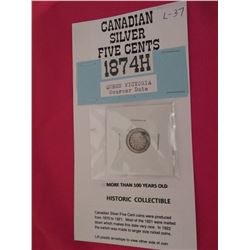 1874 Queen Victoria silver five cents scarcer date