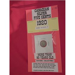 1920 George V silver 5 cents