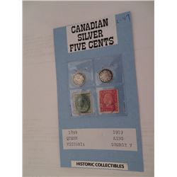 1899 and 1919 silver 5 cents