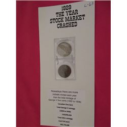 1929 the year stock market crashed 1 cent & 5 cent coins