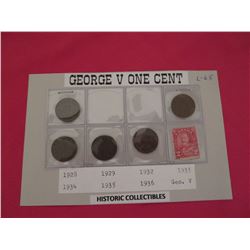 Canadian George V one cent - 7 different 1928 to 1936