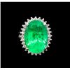 Image 2 : GIA Cert 15.64 ctw Emerald and Diamond Ring - 14KT White Gold
